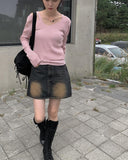 Peavy Washing Jeans Denim Mini Skirt