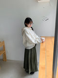Doroni banding stitch long flare skirt