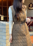 Erne Quilting Collar Lightweight Padding Vest One Piece (Belt Set)