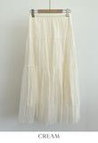 Miel Chiffon Pleated Tiered Long Skirt