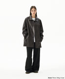 FAUX LEATHER CARCOAT