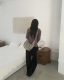 [MADE] Enze Vintage Antique Button Off Shoulder Long Sleeve T-Shirt