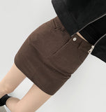 Corduroy H-Line Mini Skirt Pants