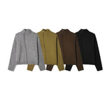 Ray-fun mix diagonal knit zip-up