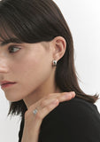 Triple Cut-Out Silver (W) One-Touch Earrings