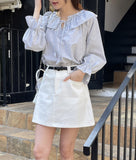 Aper Stripe Frill Blouse