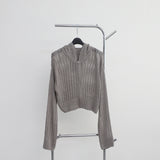 Bonhe See-Through Knit Hooded Zip-Up