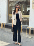 Poiyu Linen Double Button Three Quarter Length Jacket
