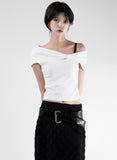Wrinkle Cross Up Off Shoulder T