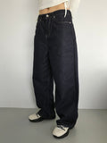 NON-FADE BACK BUTTON WIDE JEANS