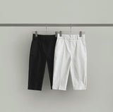 Capri Half-Length Banding Hem Slit Cotton Slacks Pants