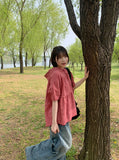 [BAONHAUS] Apon Hood Shirring Check Blouse