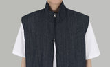 High neck denim vest