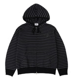 OF_SYMBOL Embroidered Knit Stripe Hood Zip-Up