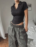 Heavy Double Knee Pintuck Wide String Pants