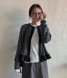 [BAONHAUS] Lorenine Frill Stripe Cardigan