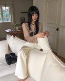 Bimon Strap Mesh Cropped Bolero Knit Cardigan