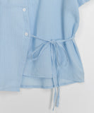 Moldef Stripe Seersucker Ribbon Short Sleeve Shirt