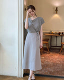 Cellon Drape Cap Sleeve Blouse