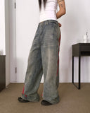 Biggie Hip Line Diagonal Track Denim Pants