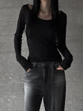 See-through deep round neck tee