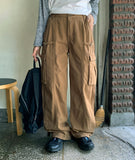 Sren Pintuck Cotton Cargo Wide Pants