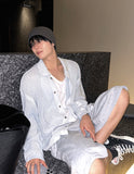 Linen Waffle Two Tone Knit Cardigan