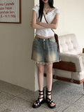 Roba Embossed Pearl Button Short Sleeve Blouse