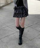 Dylan Check Ribbon Tiered Mini Skirt