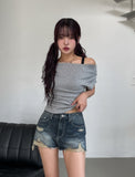 Bondi Drape Pintuck Off-Shoulder Short Sleeve