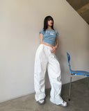 Letin flower pin tuck two-way wide pants