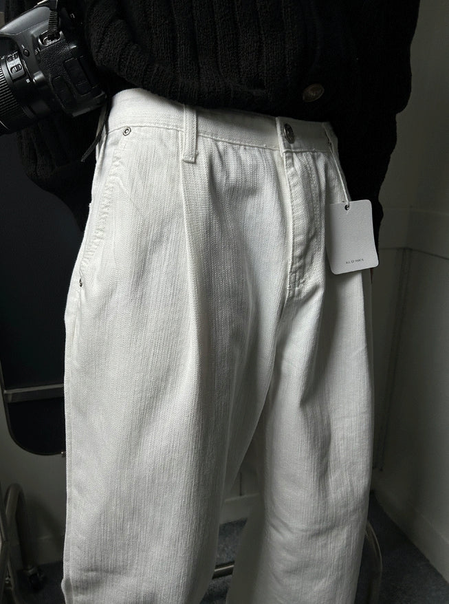 【COSYHARU】Slab White Wide Denim Pants COSYHARU】Slab White Wide Denim Pants