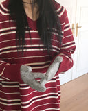 Naming Wool Bocashi Knit Touch Hole Finger Gloves