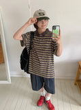 [unisex] Molpory Stripe Collar Short Sleeve Tee