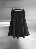 Seersucker smocked midi skirt
