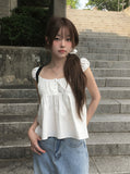 [Scrunchie set] Forming Button Flare Sleeveless Blouse