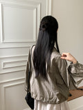 Lapen Shining Pearl Coated String Zip-Up Jumper
