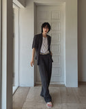 Made linen two tuck wide slacks