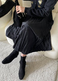 Roca Suede Pleated Banding Skirt