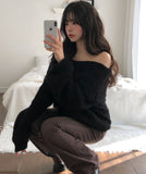 Bunny Boucle Off-Shoulder Knit