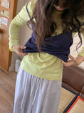 Vito Shirring Punching Layered Color Sleeveless