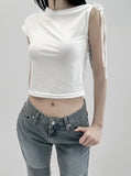 Rolls one-shoulder short-sleeved T-shirt