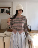 Muted color matching stripe cardigan