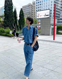 Summer denim half shirt