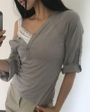 Turning Roll-up Three Quarter T-shirt