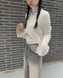Reaper angora crop knit cardigan
