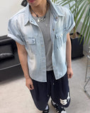 Salt Two-Pocket Washed Denim Short Sleeve Shirt