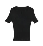 Pink Flower Dot Embroidery Crop Short Sleeve Knit