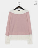 Philae brushed outer stripe fleece layered long sleeve T-shirt