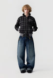 studded denim roll-up pants